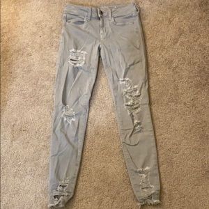American Eagle gray ripped jeggings